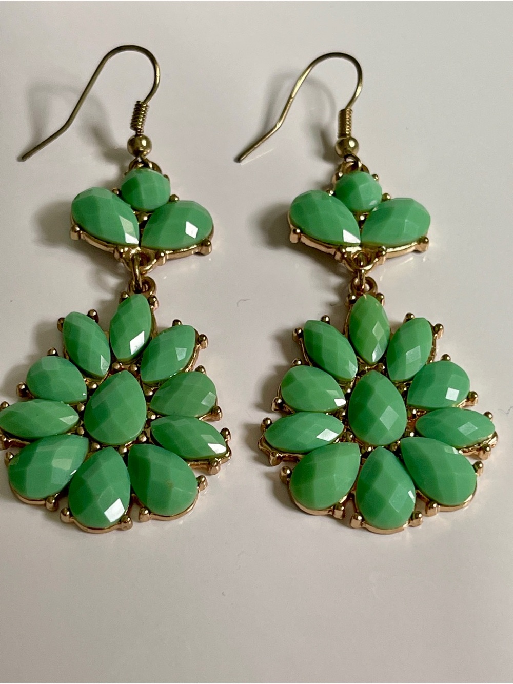 paparazzi Mint Green Faceted Teardrop Cluster Earrings